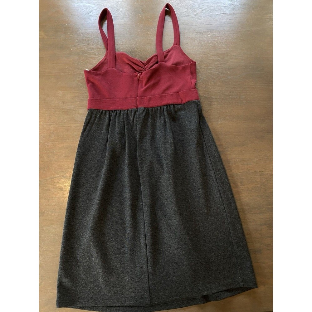 Ella Moss Dress Size Medium Burgundy & Gray Colorblock Front Twist Ruffle Detail - Picture 11 of 13